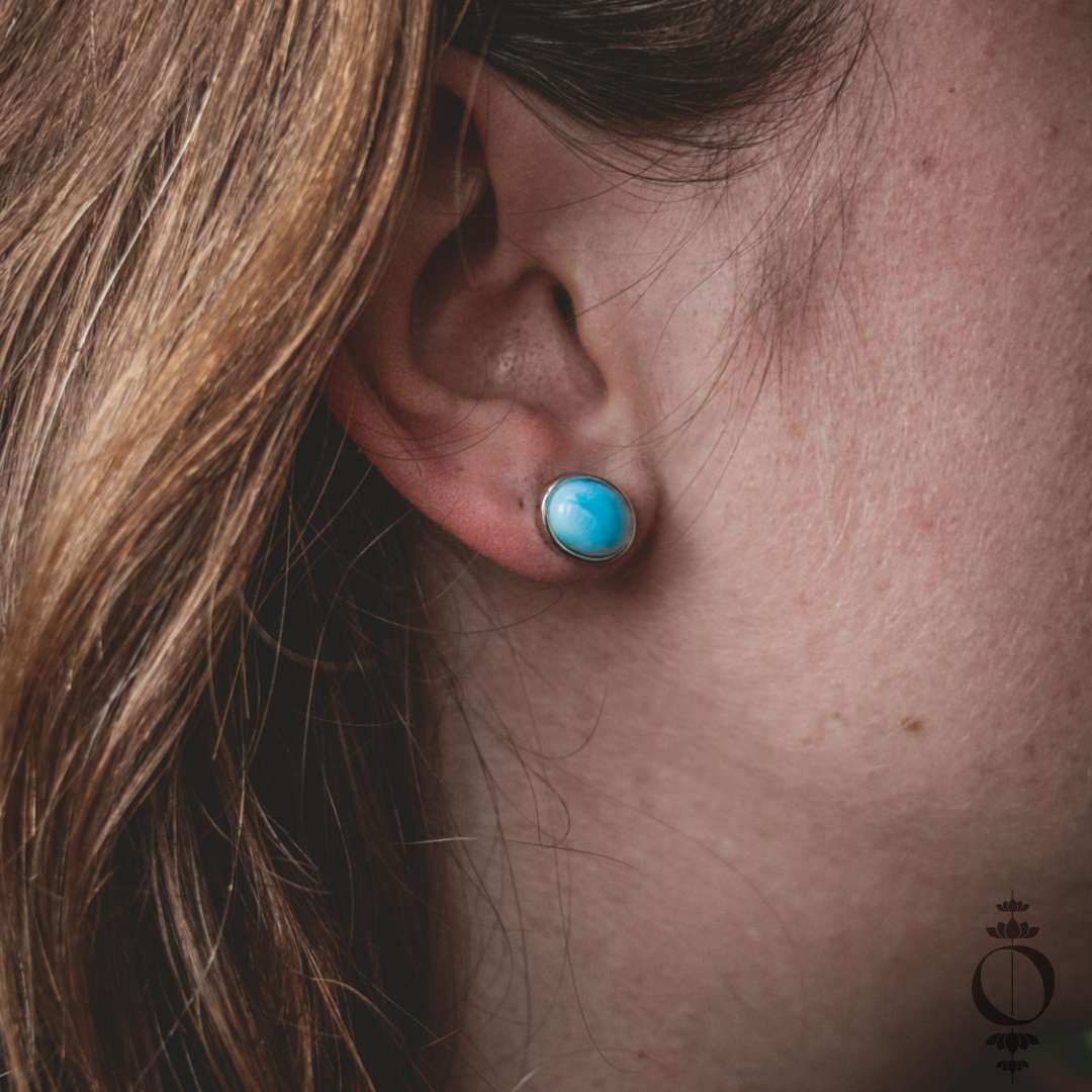 Basic Larimar Earrings 925 Sterling Silver