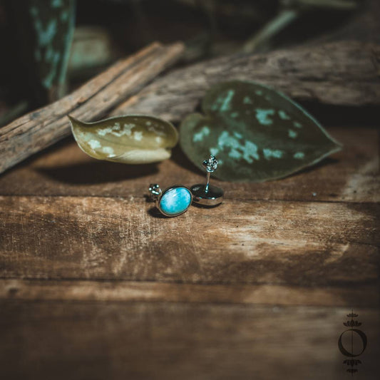 Basic Larimar Earrings 925 Sterling Silver