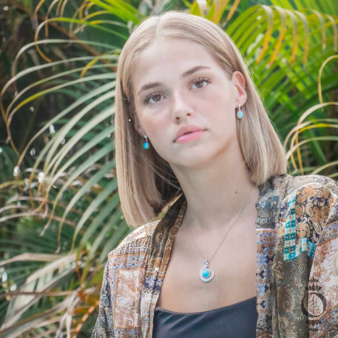 Bliss Larimar Earrings 925 Sterling Silver