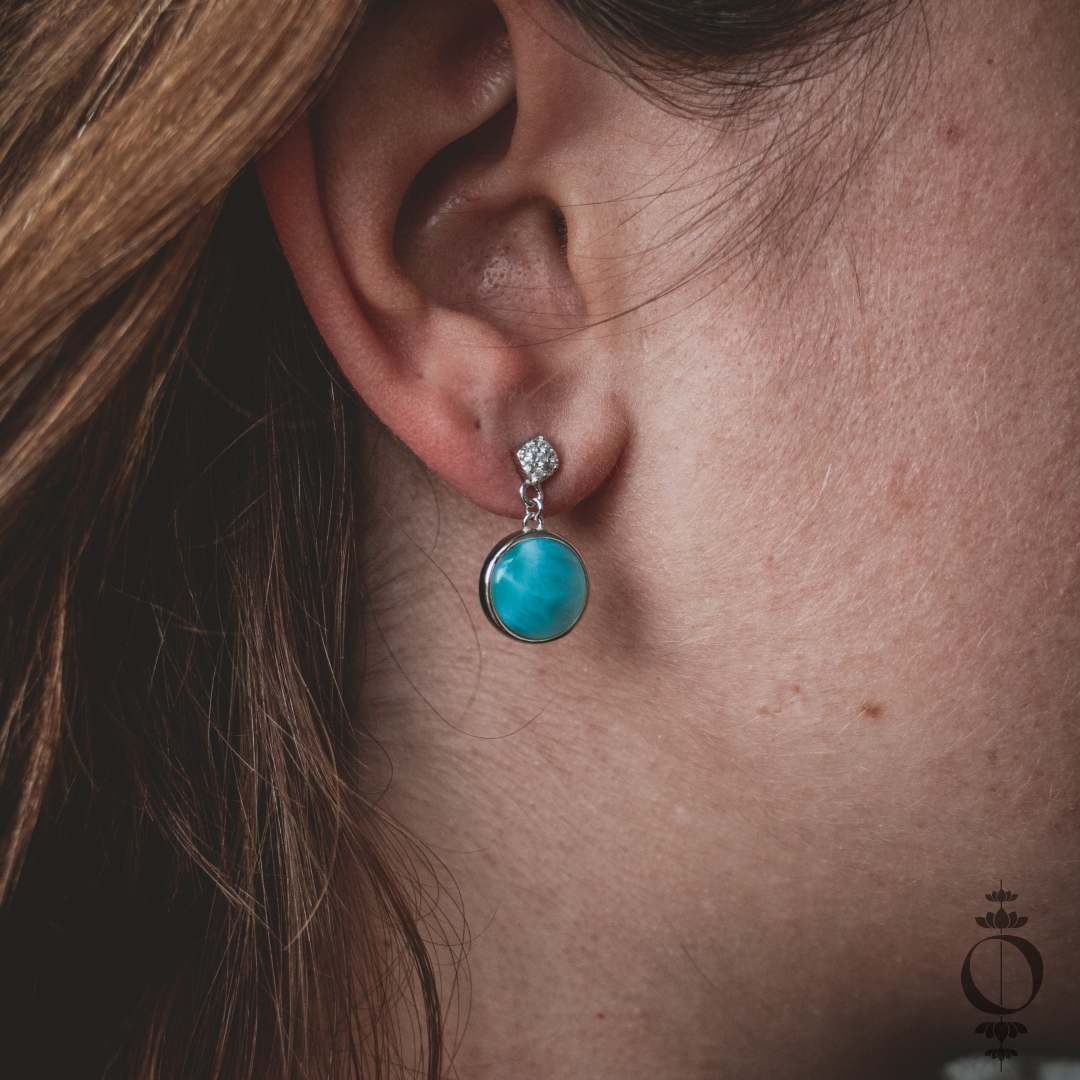 Bliss Larimar Earrings 925 Sterling Silver