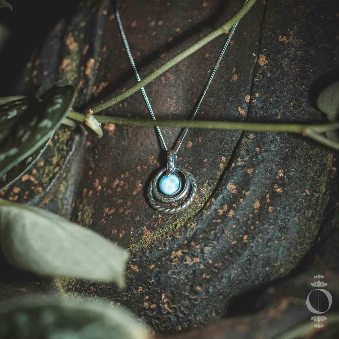 Bohemian Larimar Necklace 925 Sterling Silver