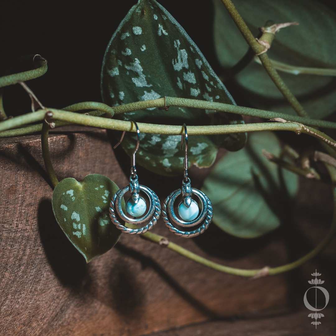 Bohemian Larimar Earrings 925 Sterling Silver