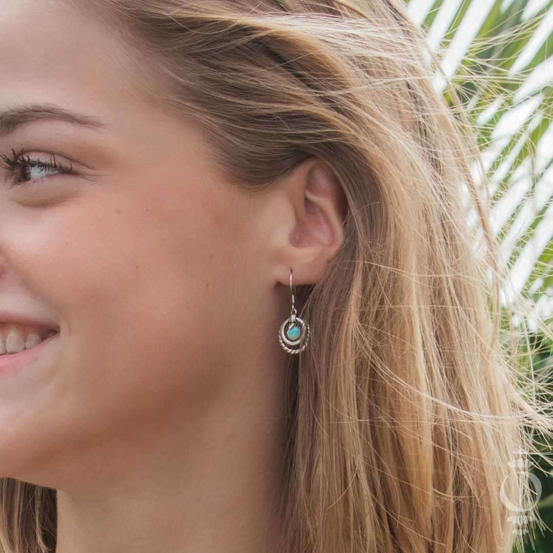 Bohemian Larimar Earrings 925 Sterling Silver