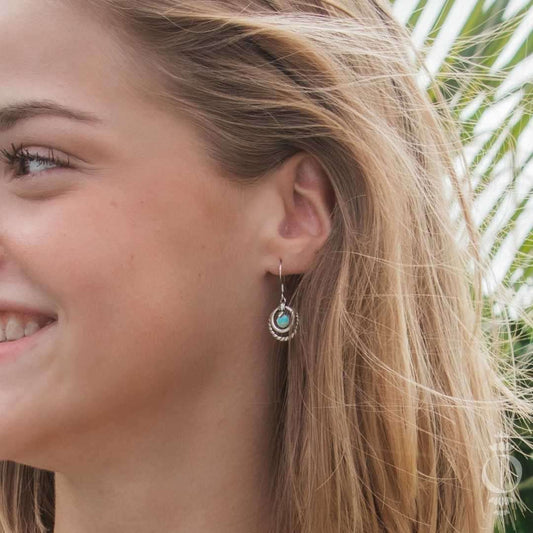 Bohemian Larimar Earrings 925 Sterling Silver