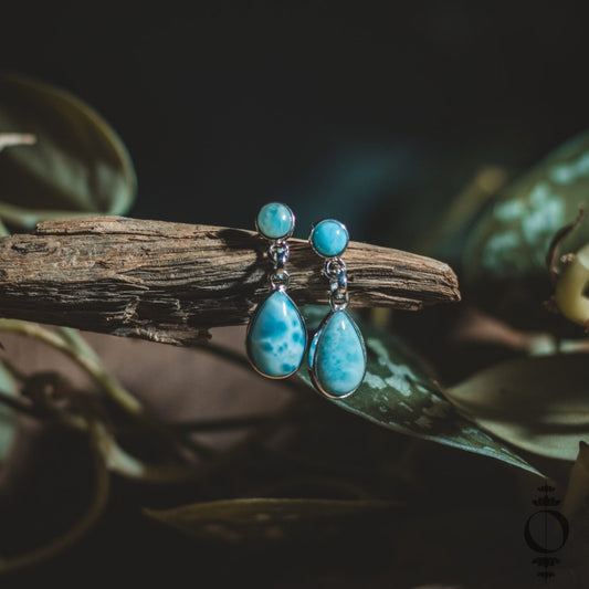 Drop Larimar Earrings, 925 sterling silver