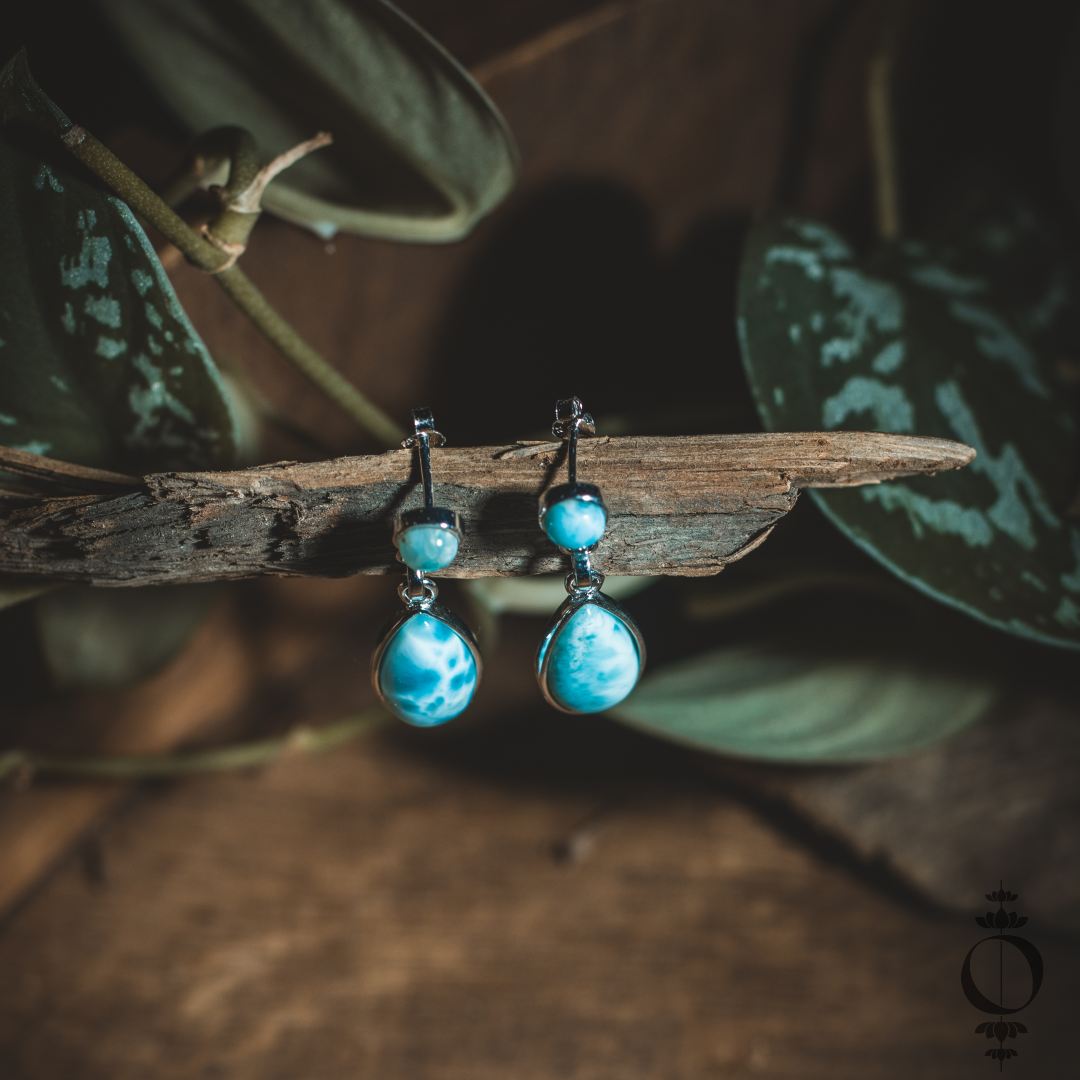 Drop Larimar Earrings, 925 sterling silver