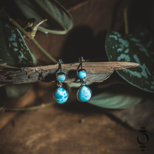 Drop Larimar Earrings, 925 sterling silver