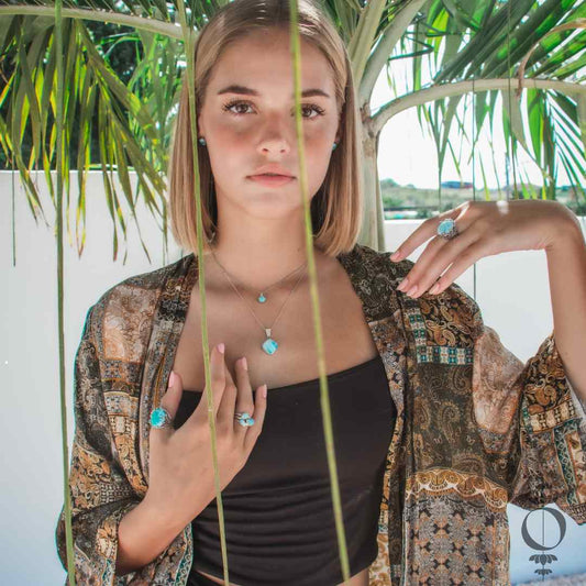 Elegance Larimar Necklace, 925 sterling silver