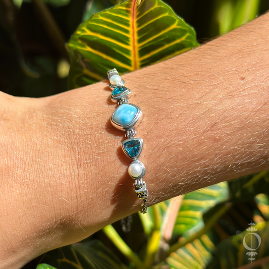 (Pre-order) Sterling Silver Heavenly Larimar Bracelet