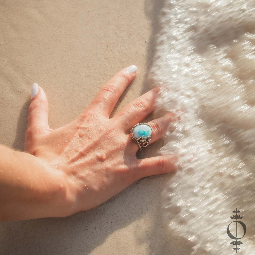 Nature Larimar Ring, 925 sterling silver