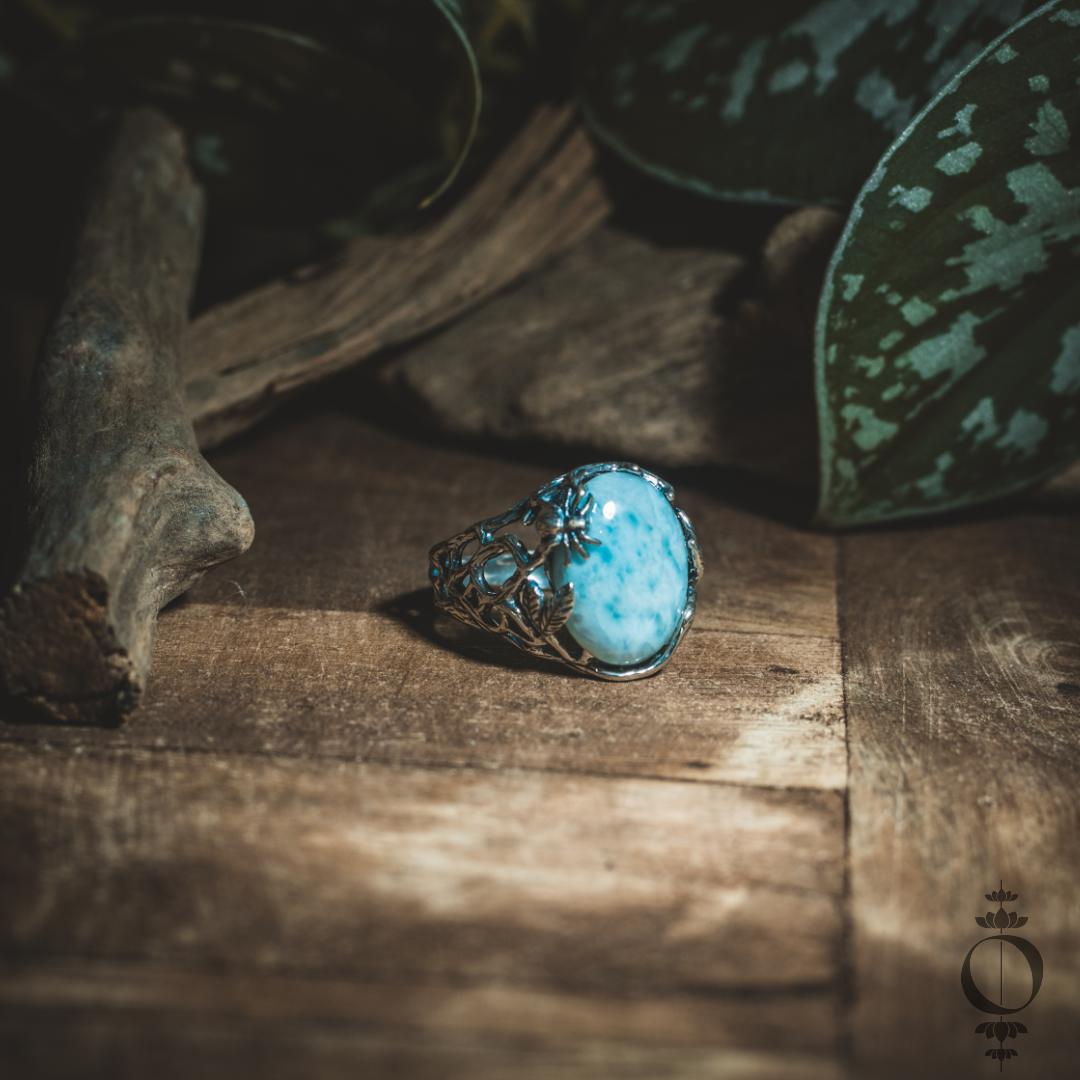 Nature Larimar Ring, 925 sterling silver