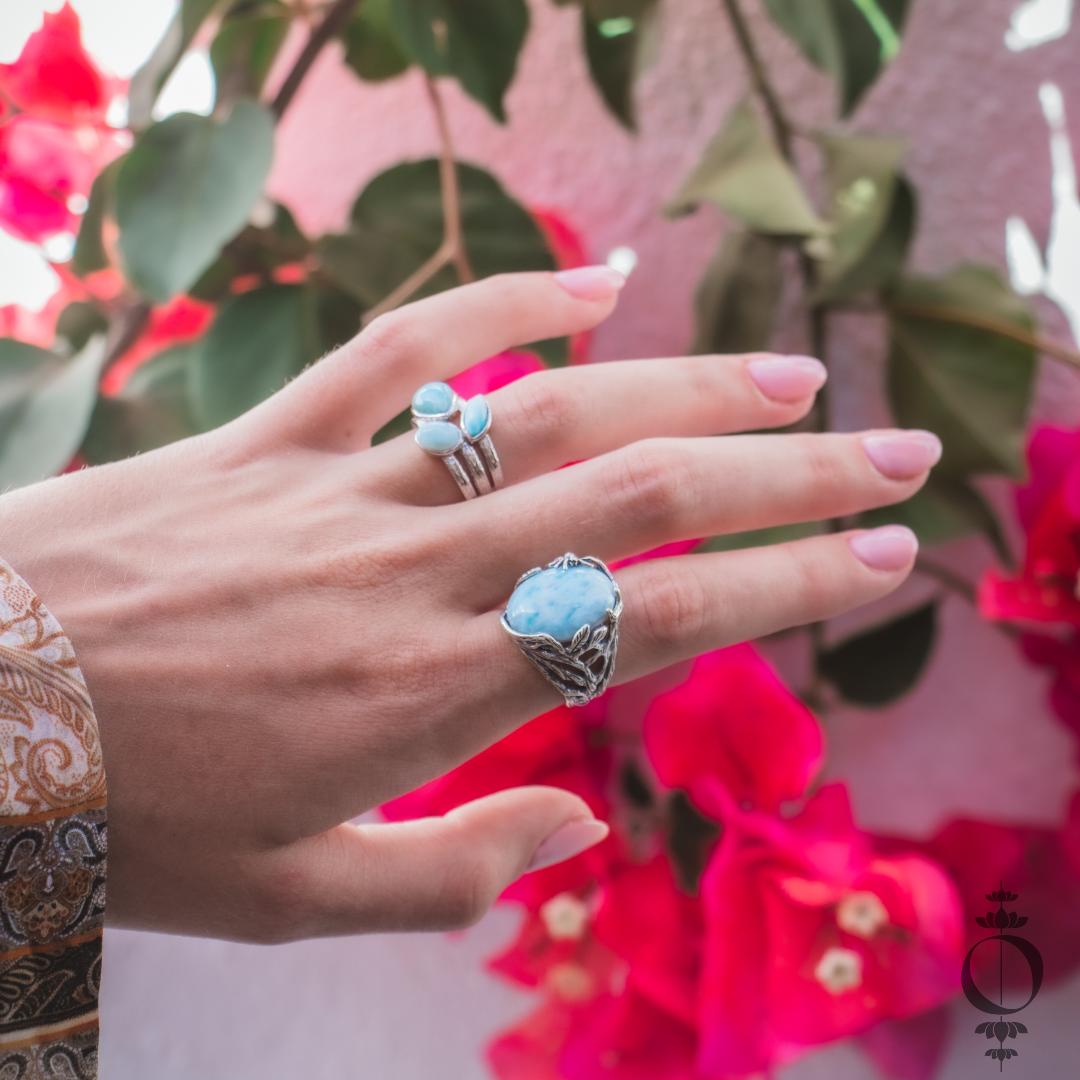 Nature Larimar Ring, 925 sterling silver