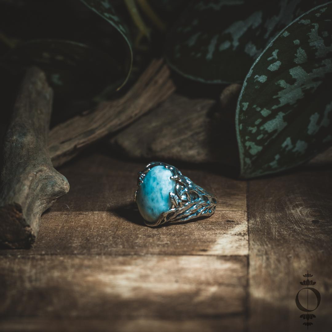 Nature Larimar Ring, 925 sterling silver