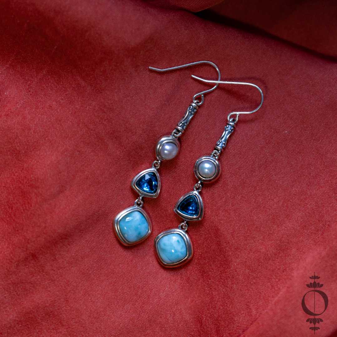 Heavenly Silver Larimar Earrings 925 Sterling Silver
