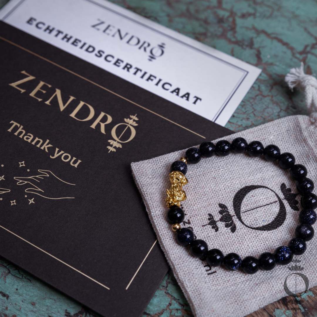 Feng Shui - Pixiu Blue Goldstone Lucky Bracelet