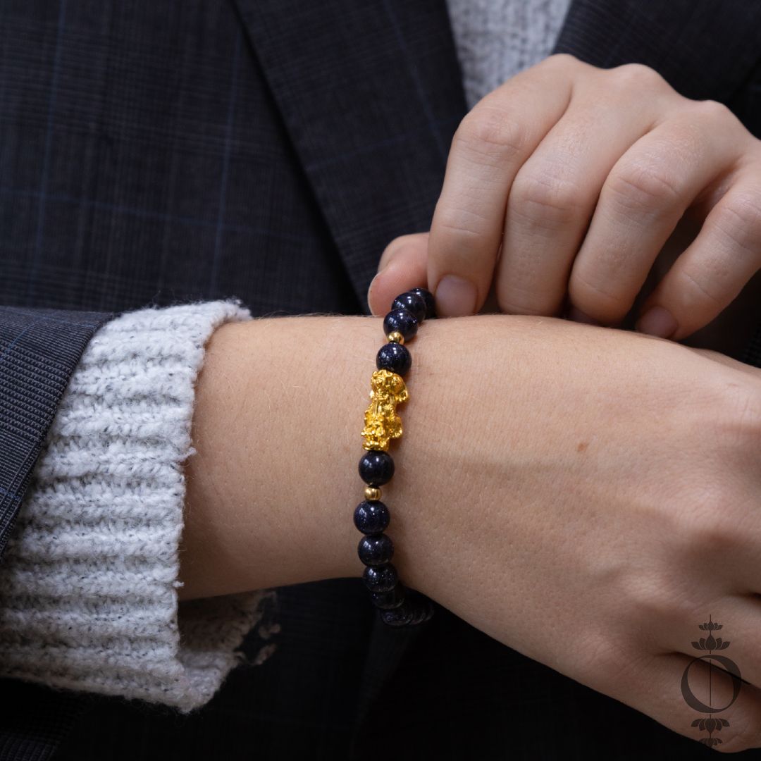Feng Shui - Pixiu Blue Goldstone Lucky Bracelet