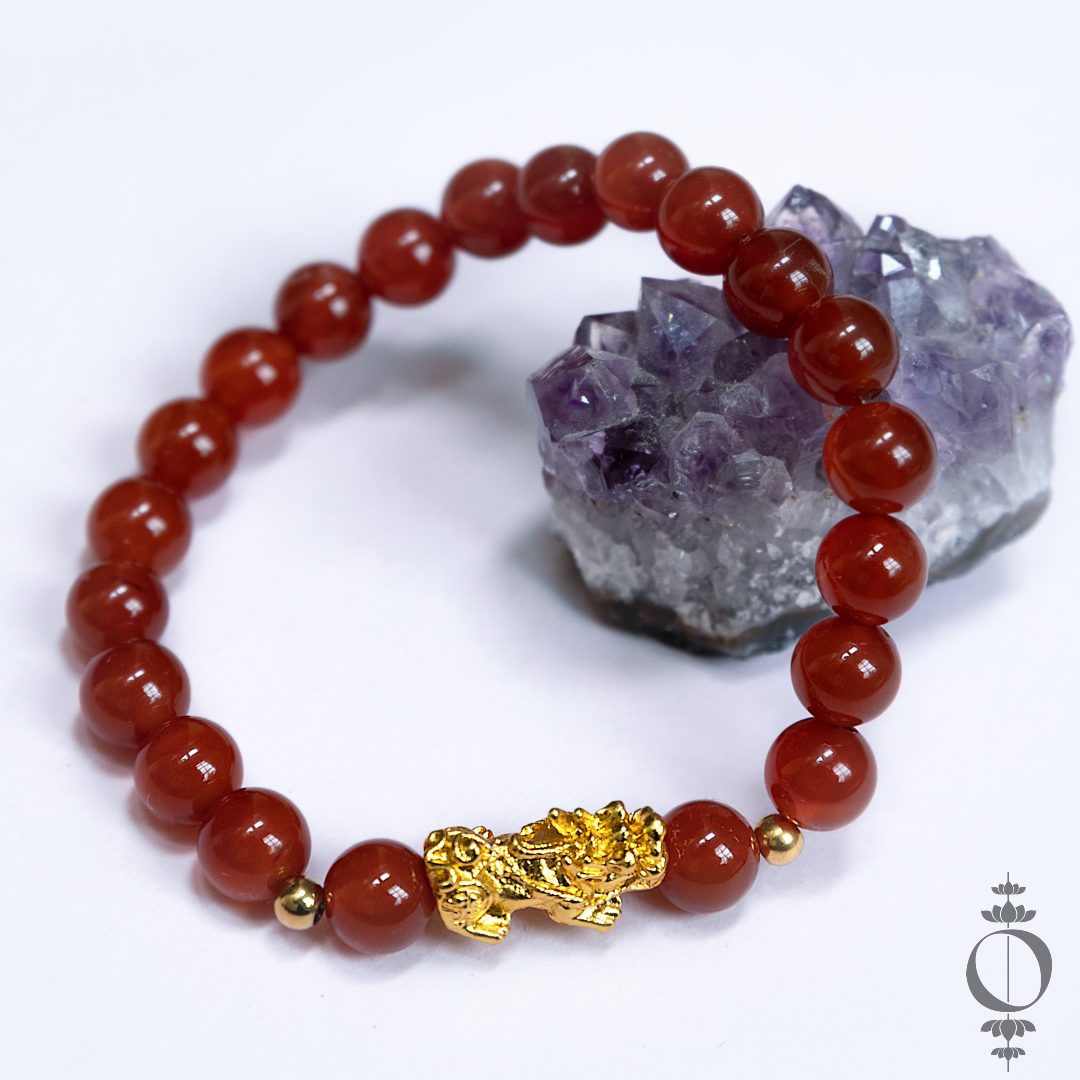Feng Shui - Pixiu Red Agate Lucky Bracelet