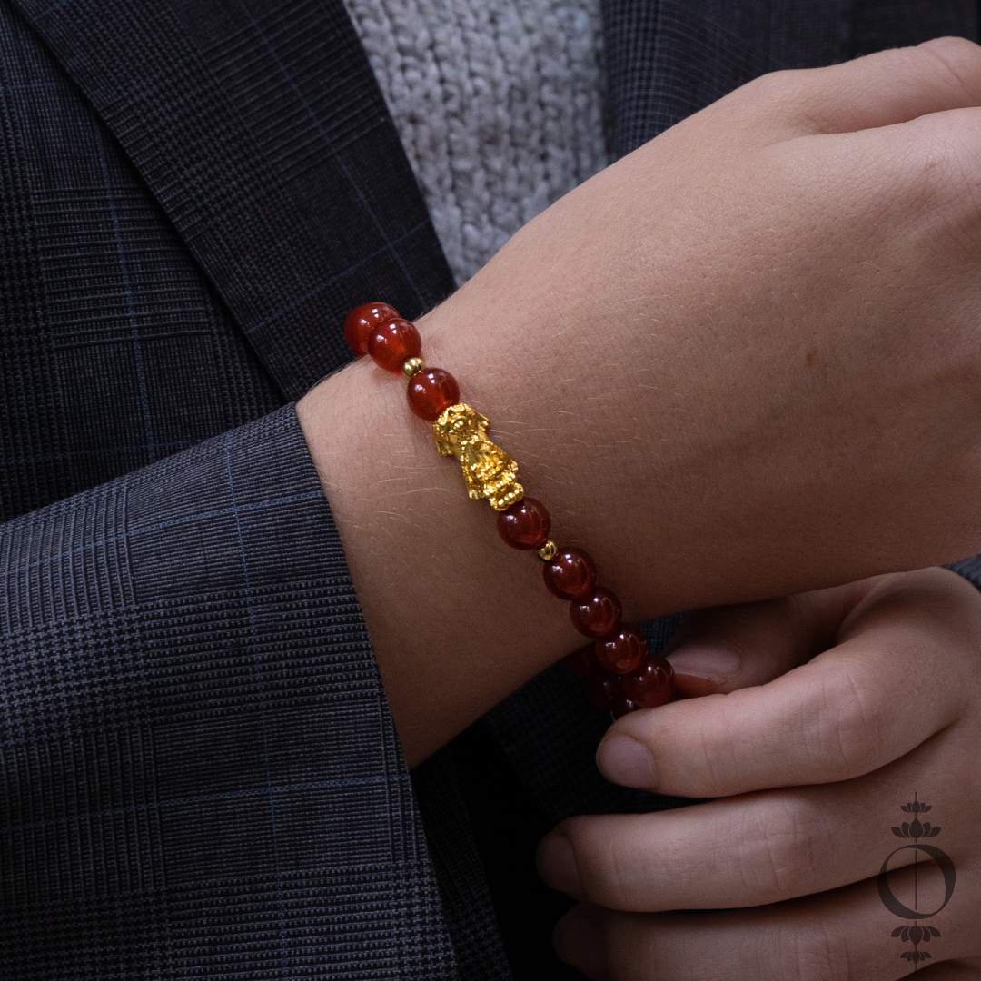 Feng Shui - Pixiu Red Agate Lucky Bracelet