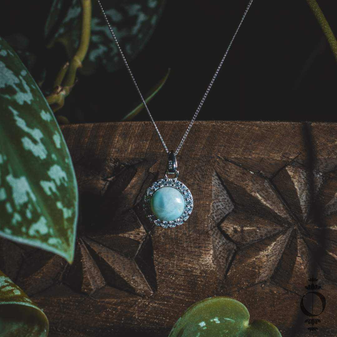 Vintage Larimar Necklace, 925 sterling silver