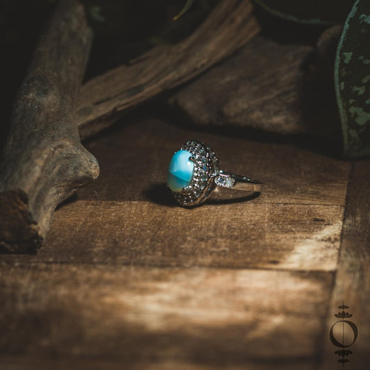 Vintage Larimar Ring, 925 sterling silver