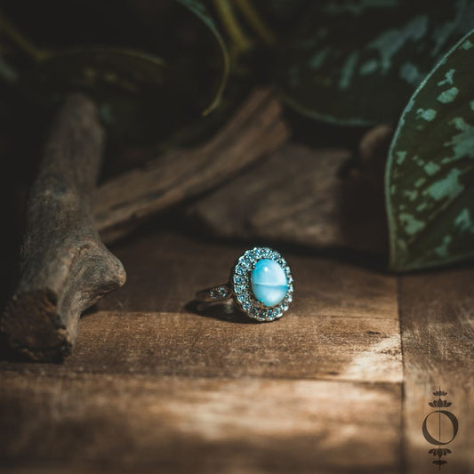 Vintage Larimar Ring, 925 sterling silver
