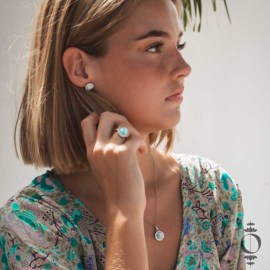 Vintage Larimar Ring, 925 sterling silver
