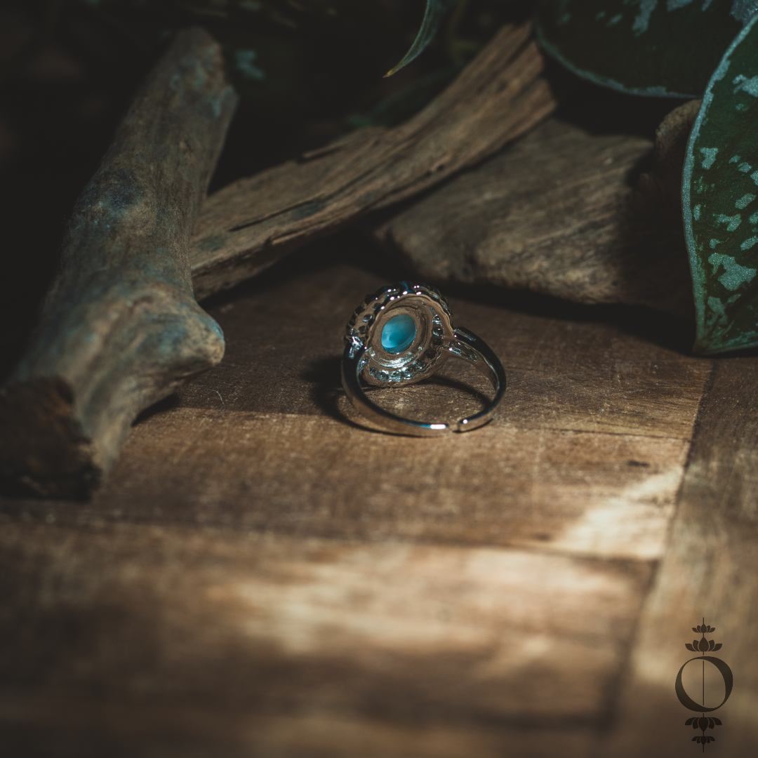 Vintage Larimar Ring, 925 sterling silver