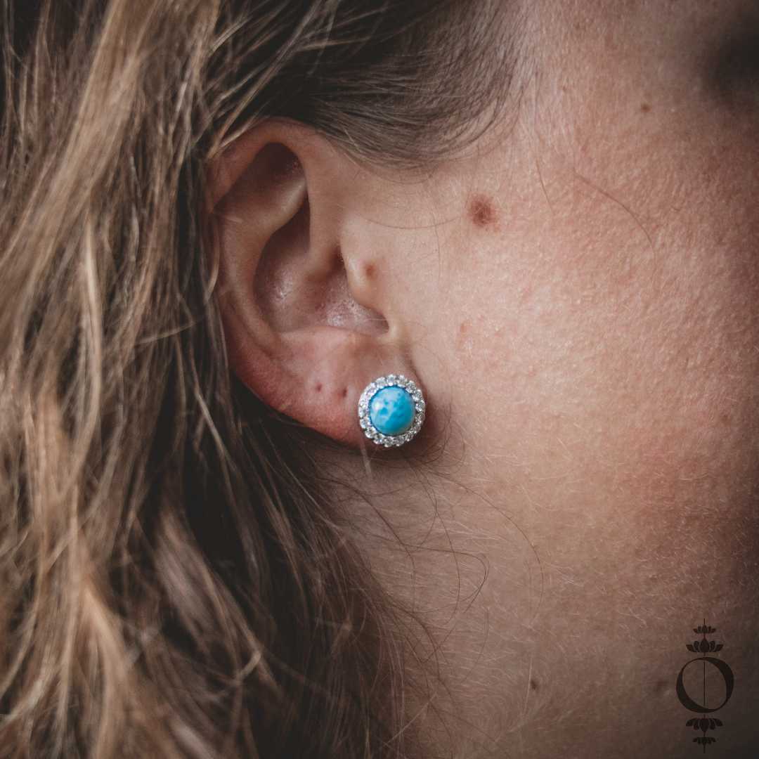 Vintage Larimar Earrings, 925 sterling silver