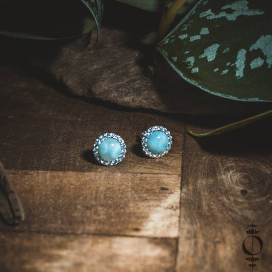 Vintage Larimar Earrings, 925 sterling silver