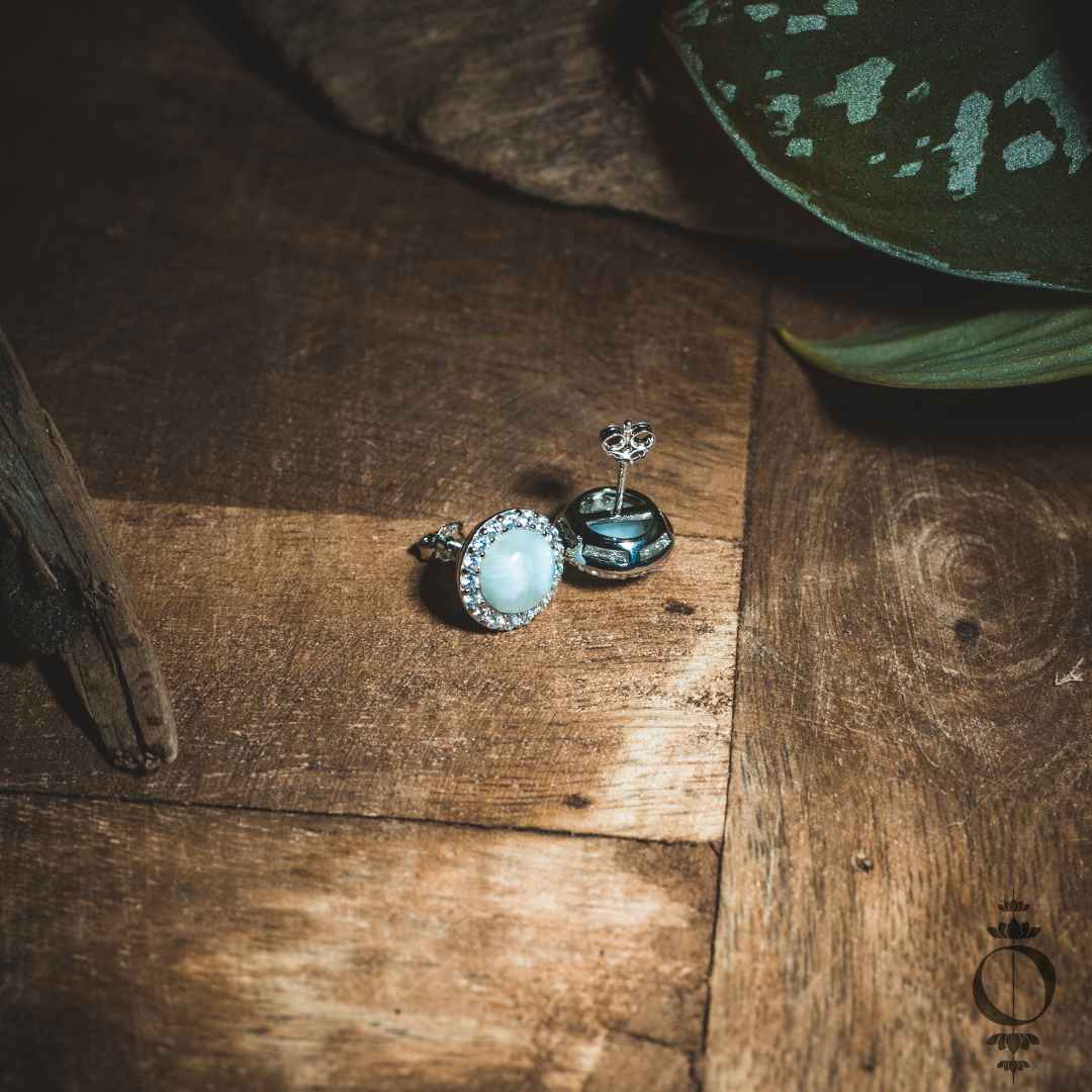 Vintage Larimar Earrings, 925 sterling silver