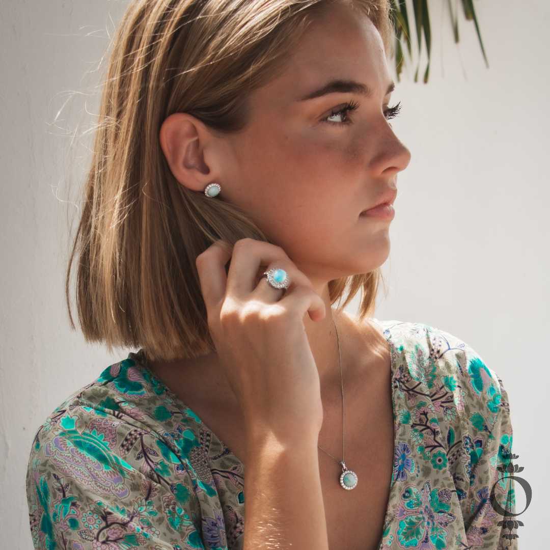 Vintage Larimar Earrings, 925 sterling silver