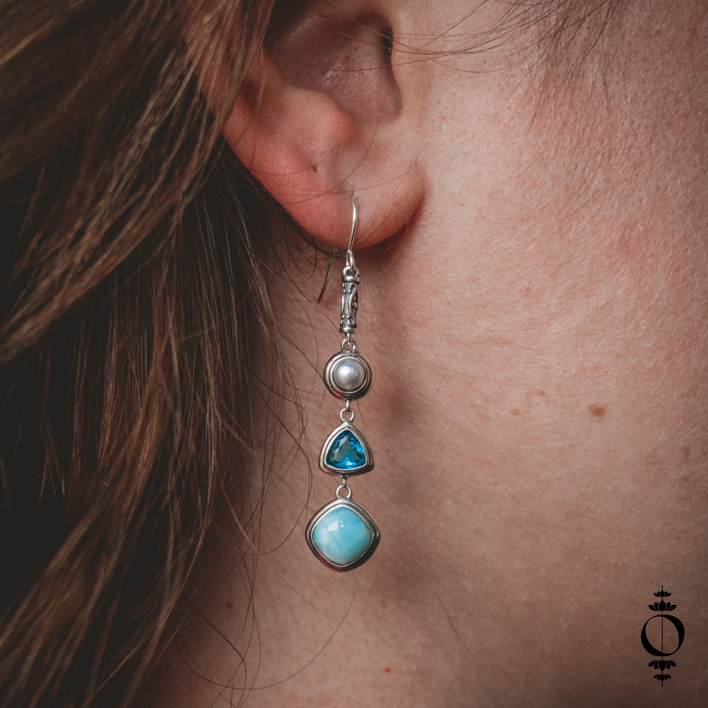 Heavenly Silver Larimar Earrings 925 Sterling Silver