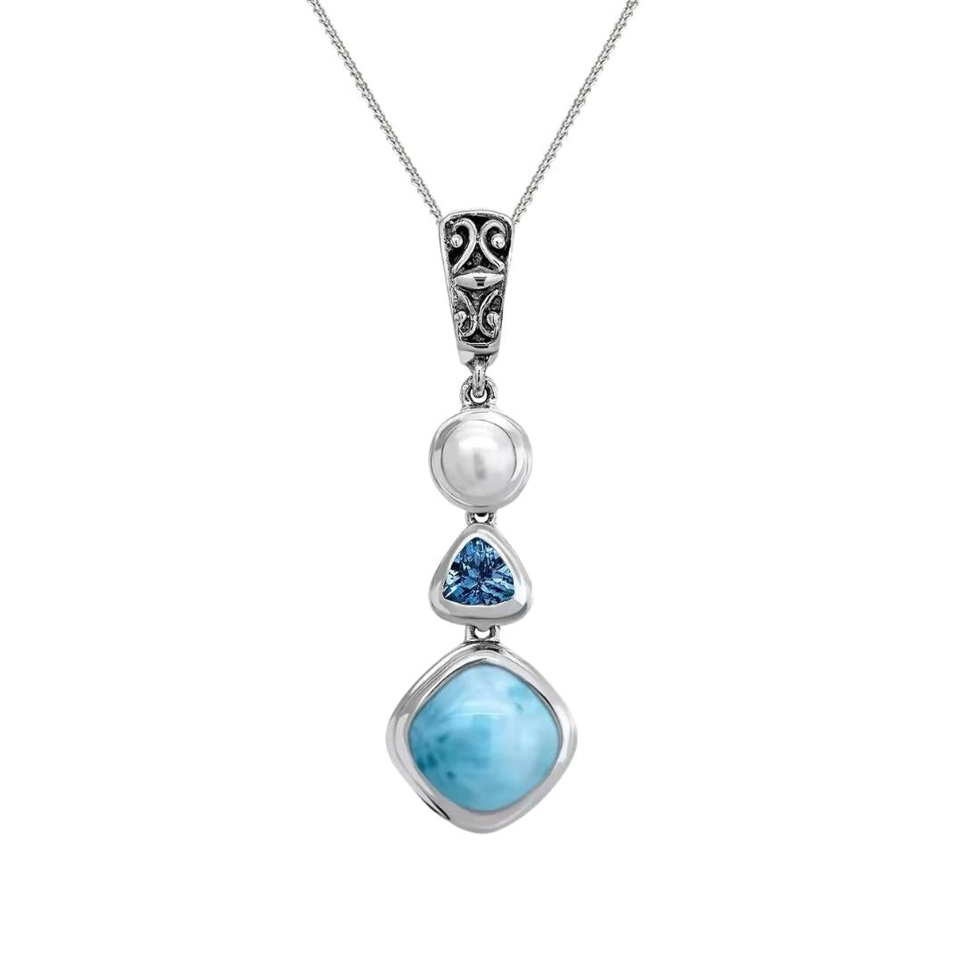 Heavenly Silver Larimar Necklace 925 Sterling Silver
