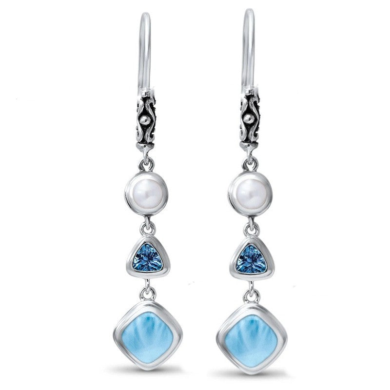 Heavenly Silver Larimar Earrings 925 Sterling Silver
