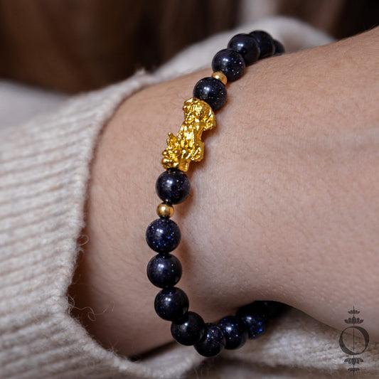 Feng Shui - Pixiu Blue Goldstone Lucky Bracelet
